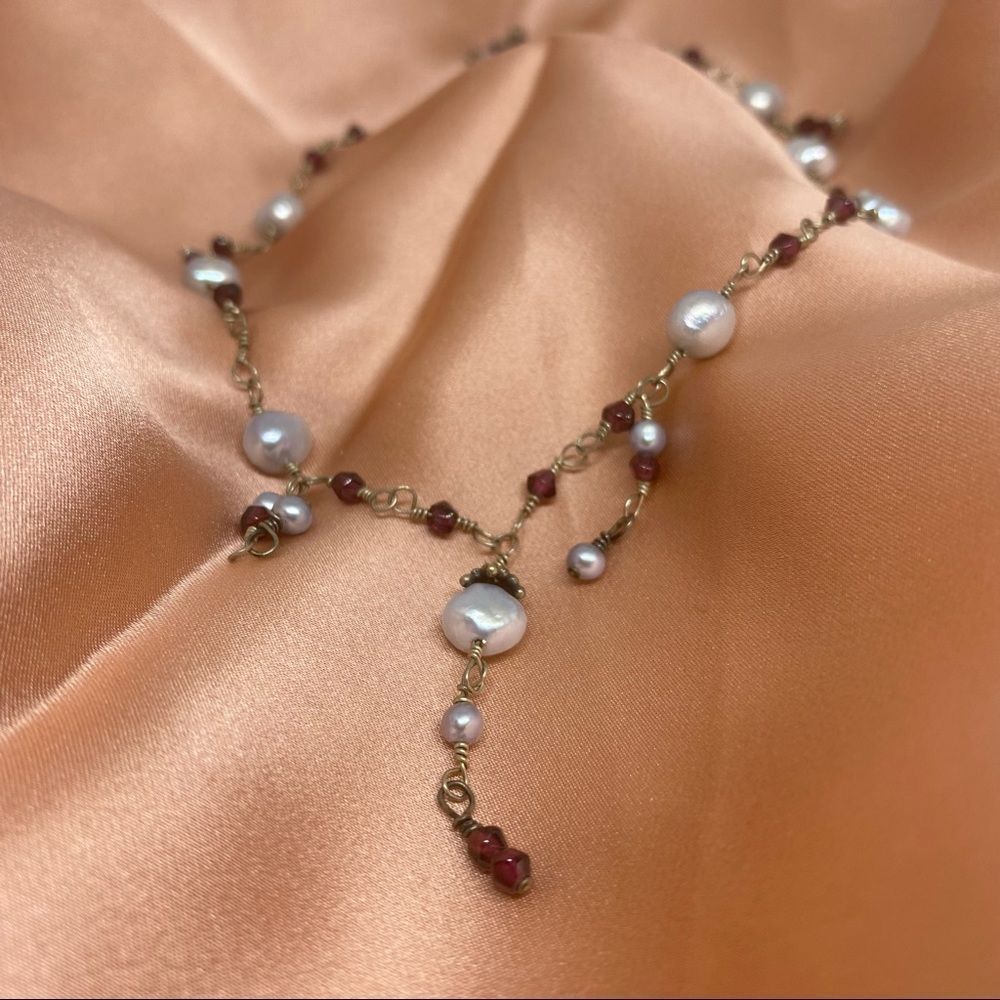 Vintage 925 Silver Real Pearl beaded Necklace